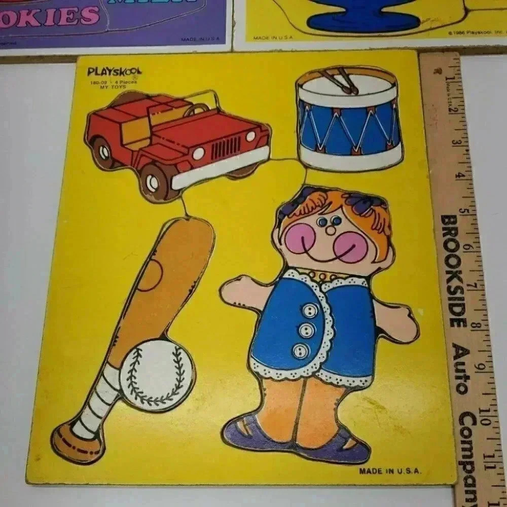 Vintage 1980'S Wooden Playskool Tray Puzzles Bundle of 3 - Picture 3 of 4